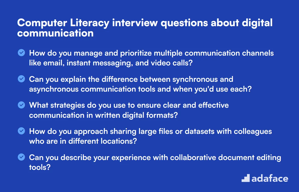 10 Computer Literacy interview questions about digital communication