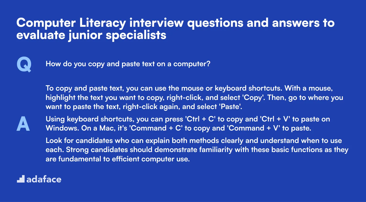 8 Computer Literacy interview questions and answers to evaluate junior specialists