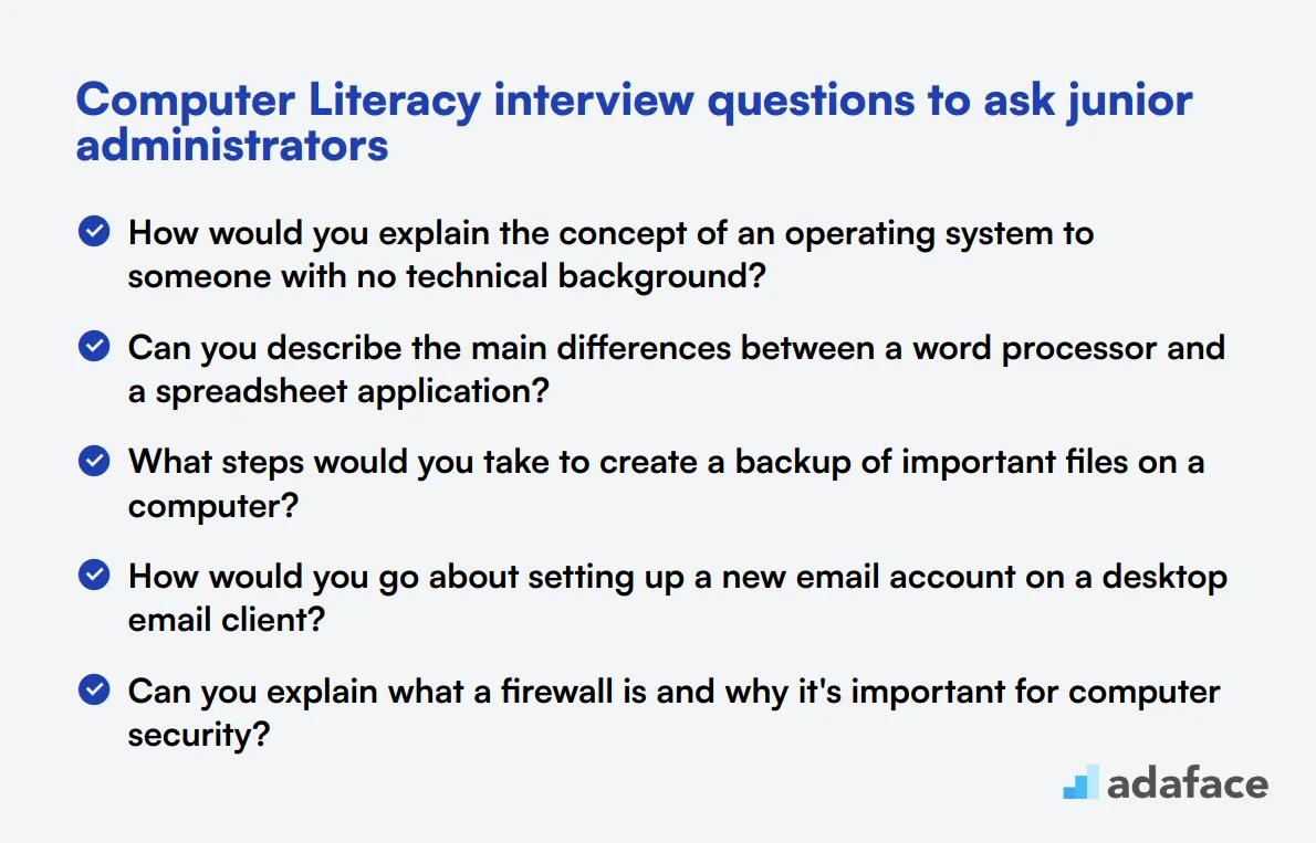 20 Computer Literacy interview questions to ask junior administrators