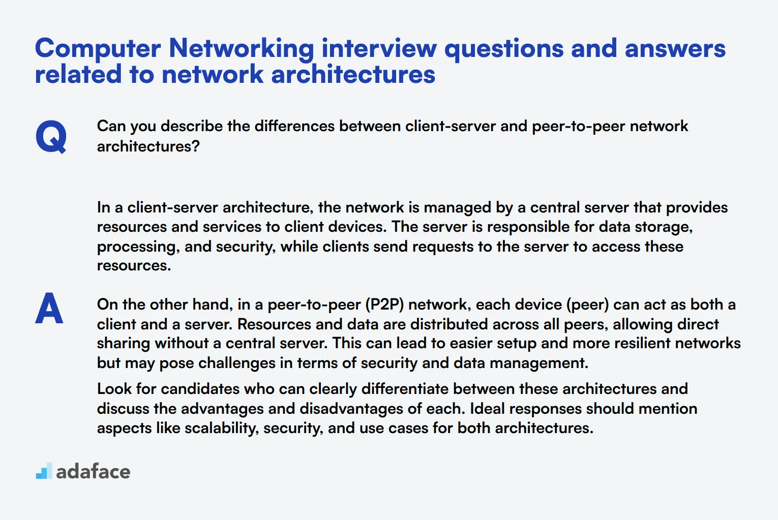 8 Computer Networking interview questions and answers related to network architectures