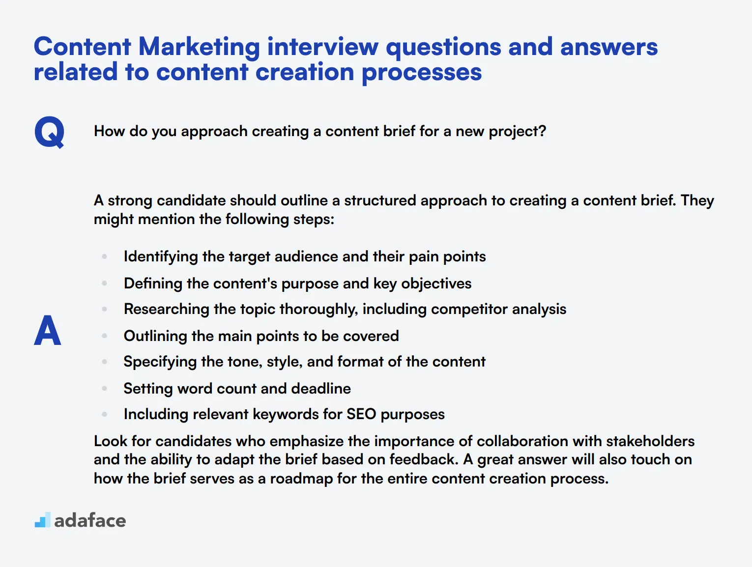 8 Content Marketing interview questions and answers related to content creation processes