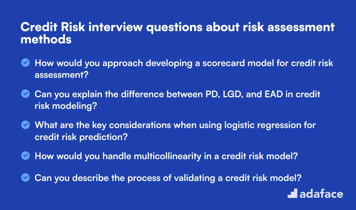 14 Credit Risk interview questions about risk assessment methods