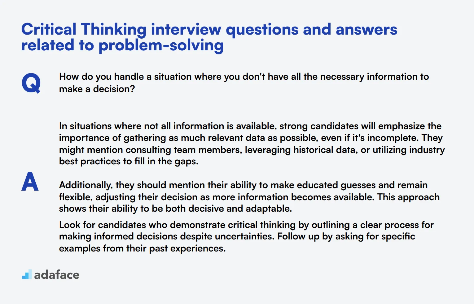 8 Critical Thinking interview questions and answers related to problem-solving