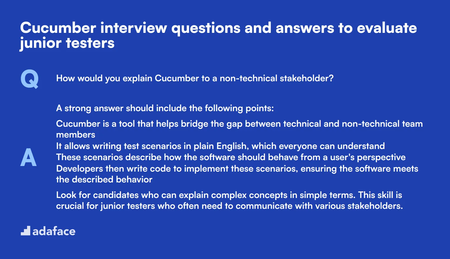 8 Cucumber interview questions and answers to evaluate junior testers