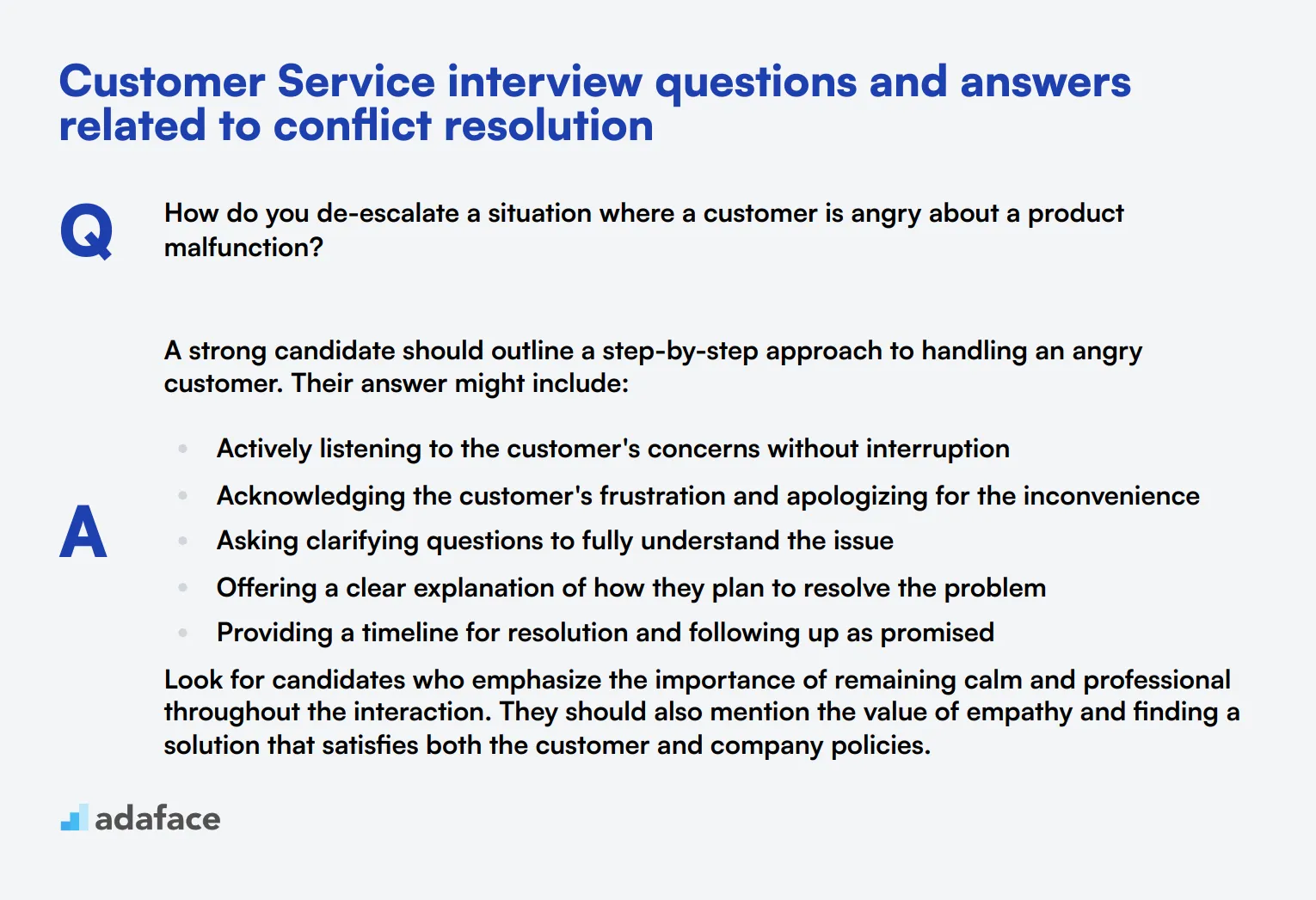 7 Customer Service interview questions and answers related to conflict resolution