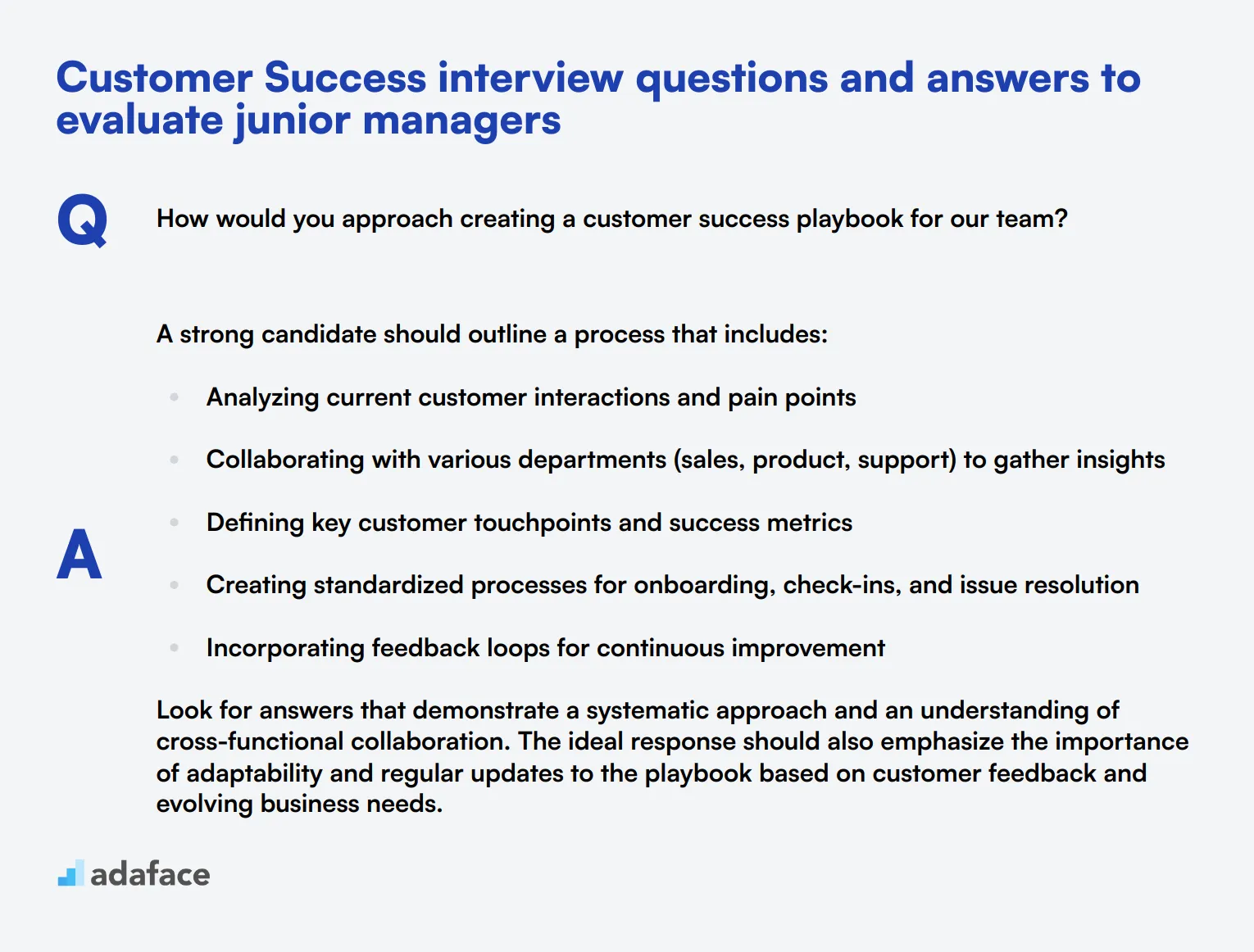 6 Customer Success interview questions and answers to evaluate junior managers