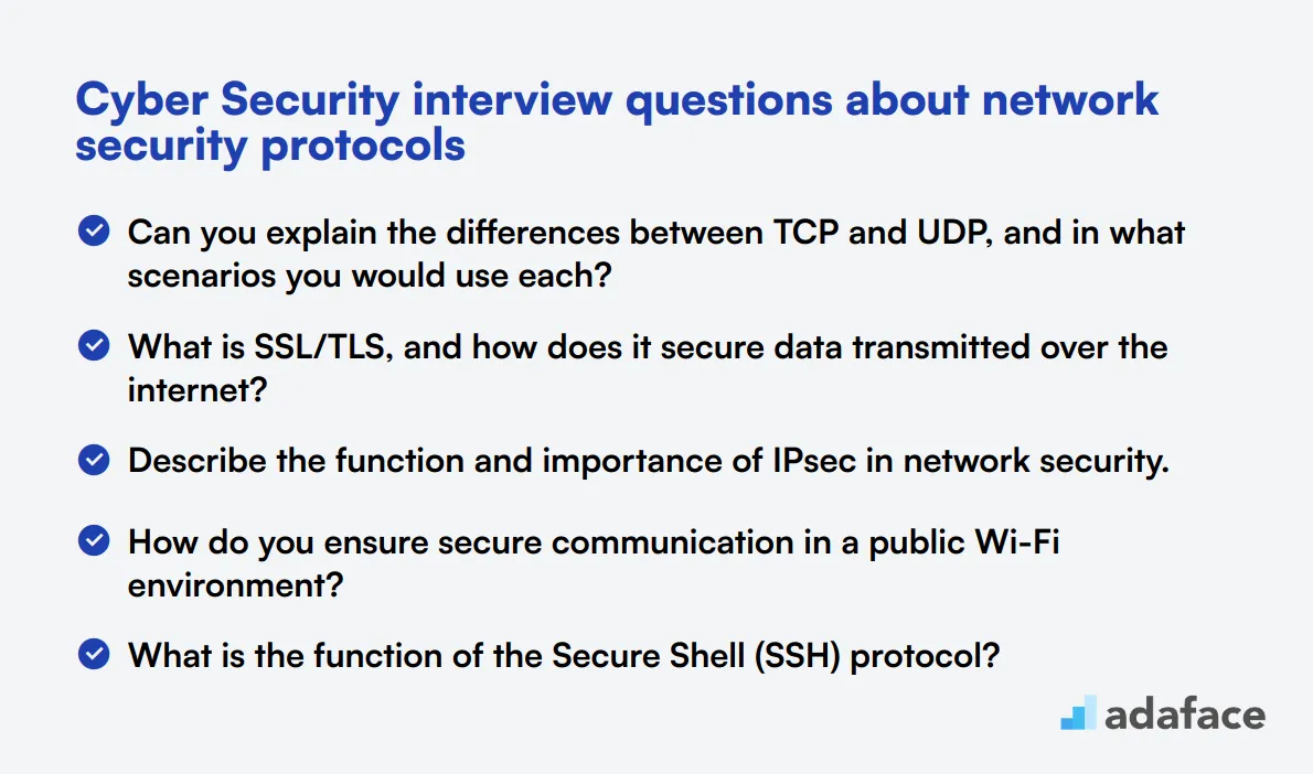 12 Cyber Security interview questions about network security protocols