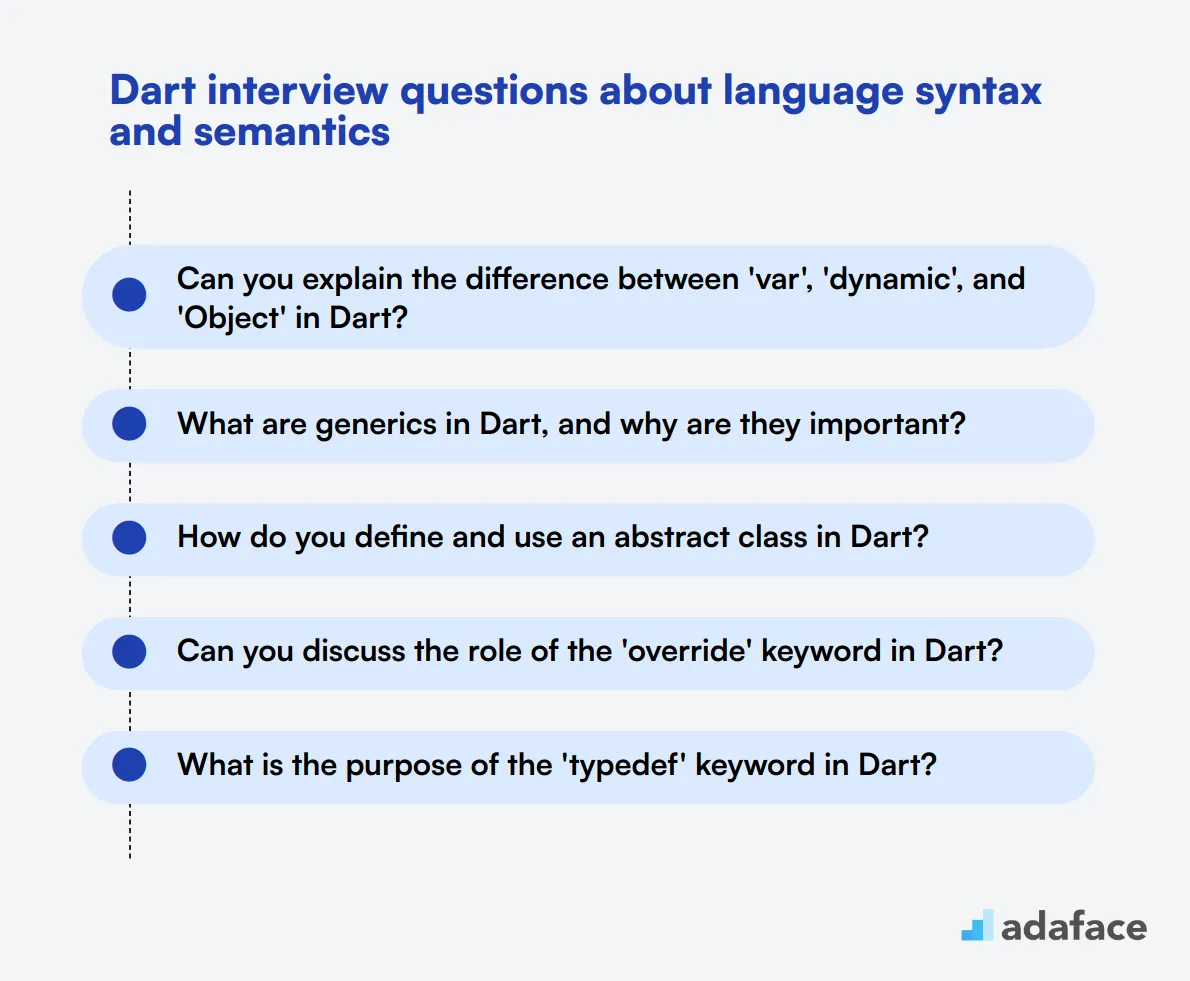 14 Dart interview questions about language syntax and semantics