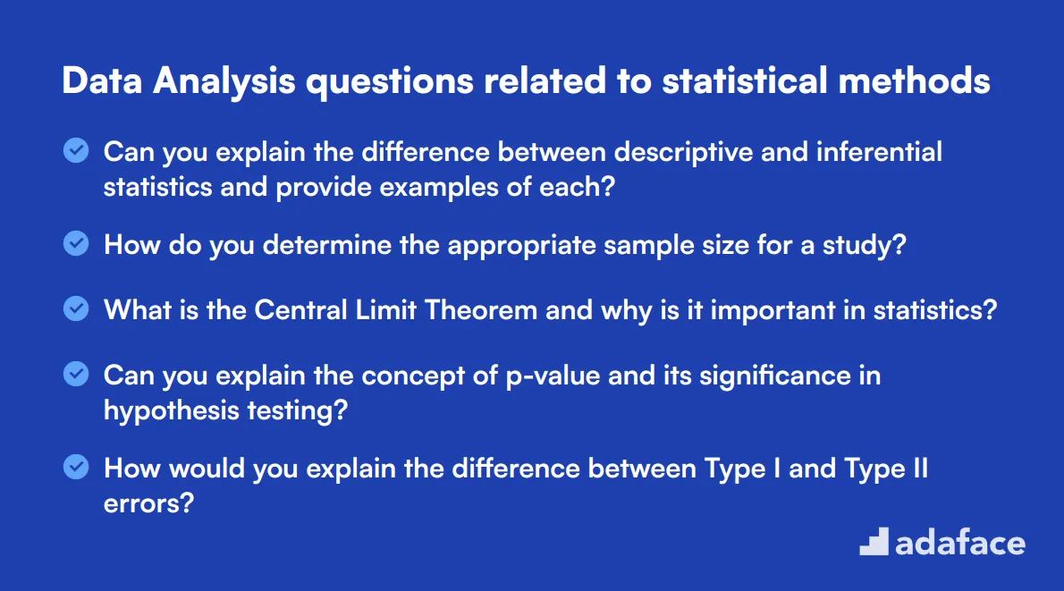 12 Data Analysis questions related to statistical methods