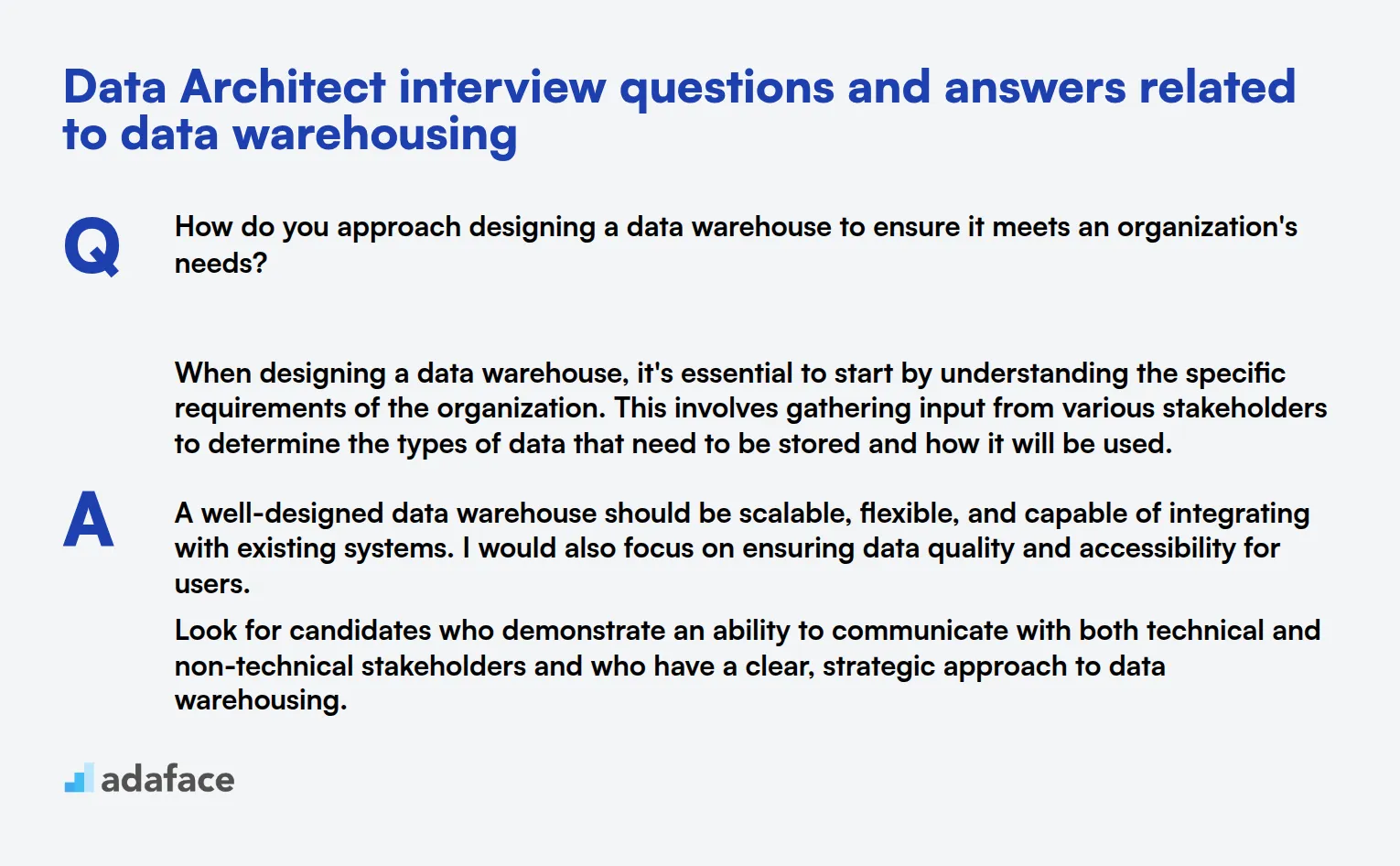 8 Data Architect interview questions and answers related to data warehousing
