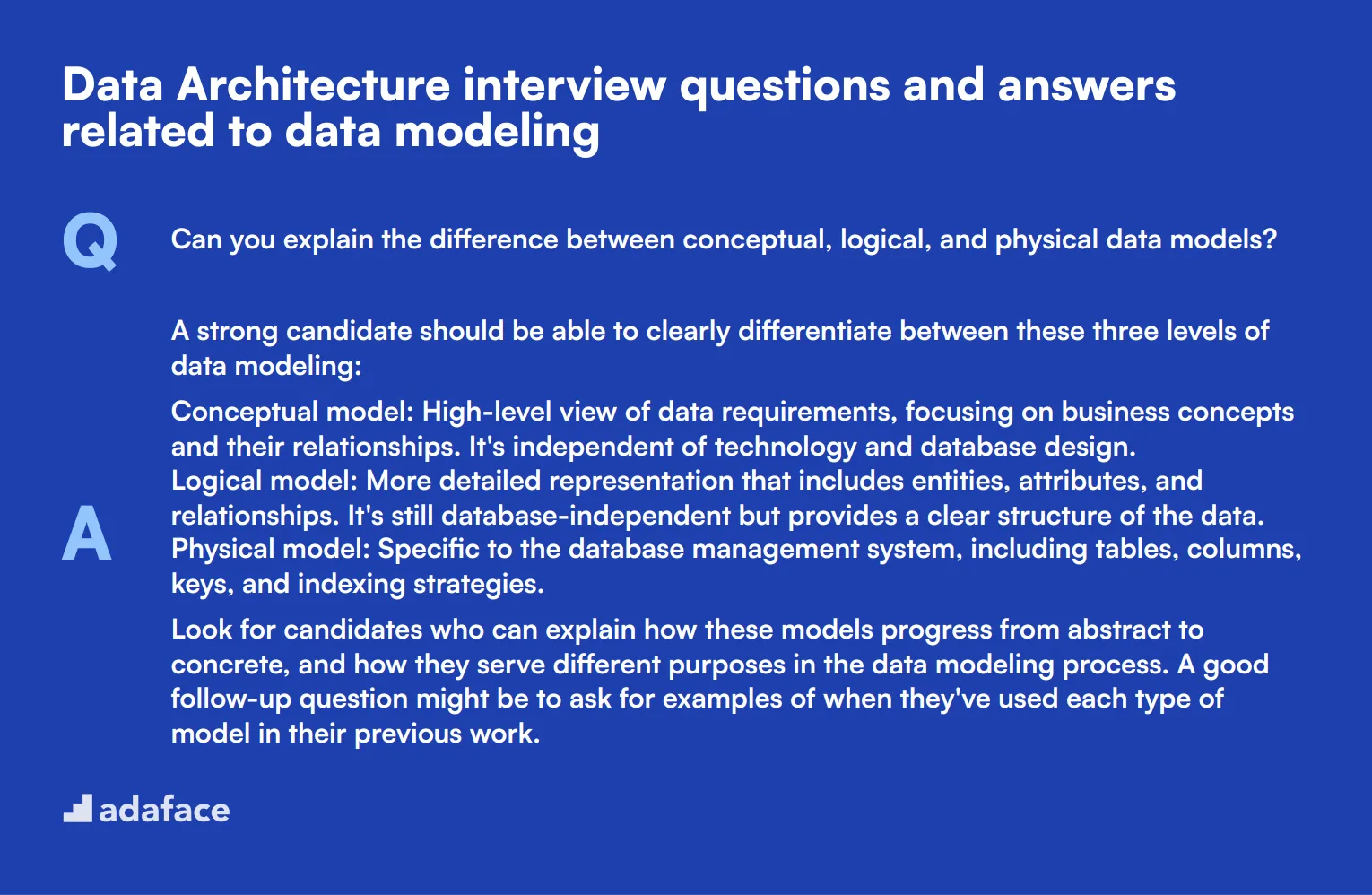 9 Data Architecture interview questions and answers related to data modeling