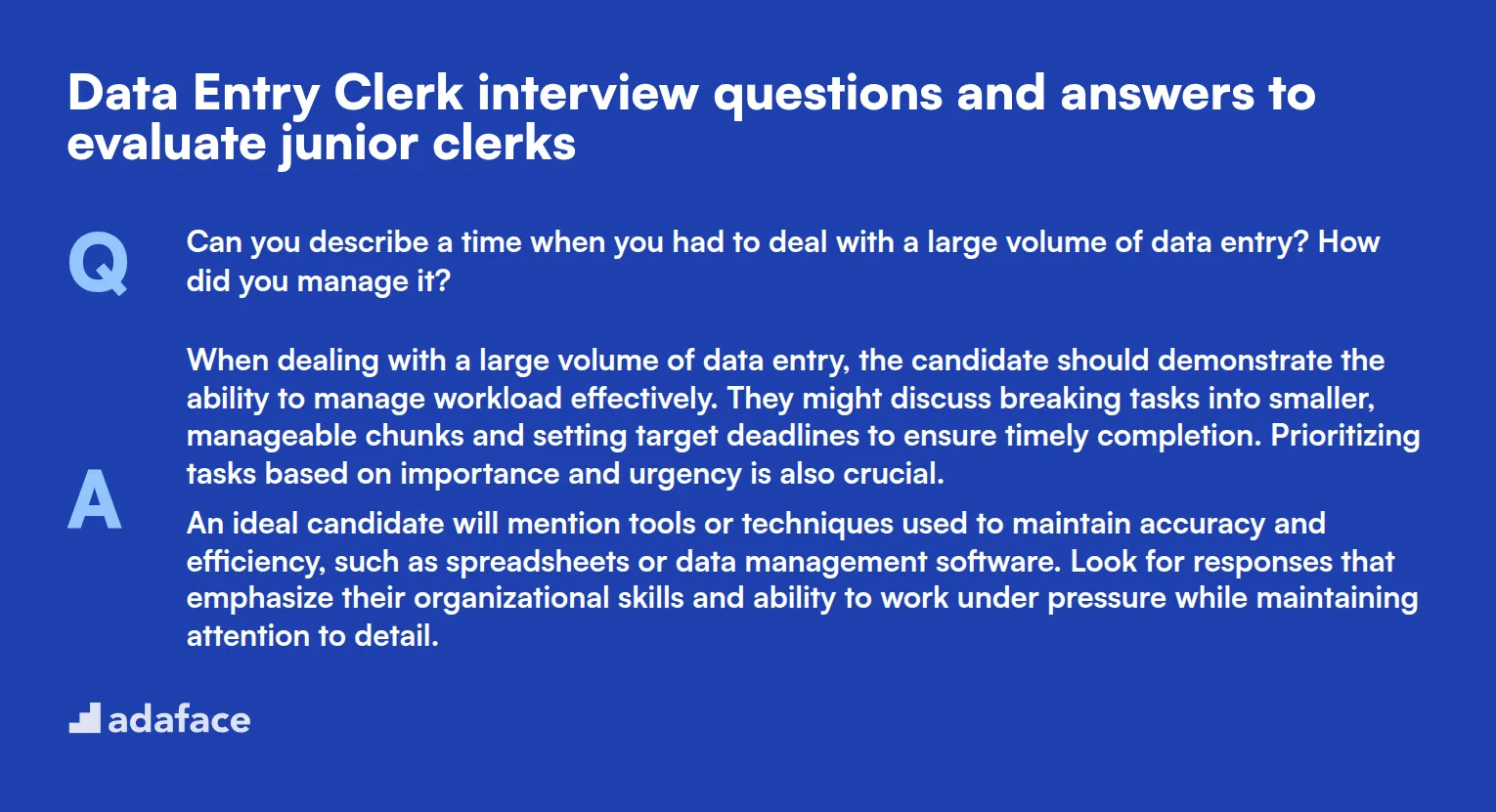 8 Data Entry Clerk interview questions and answers to evaluate junior clerks