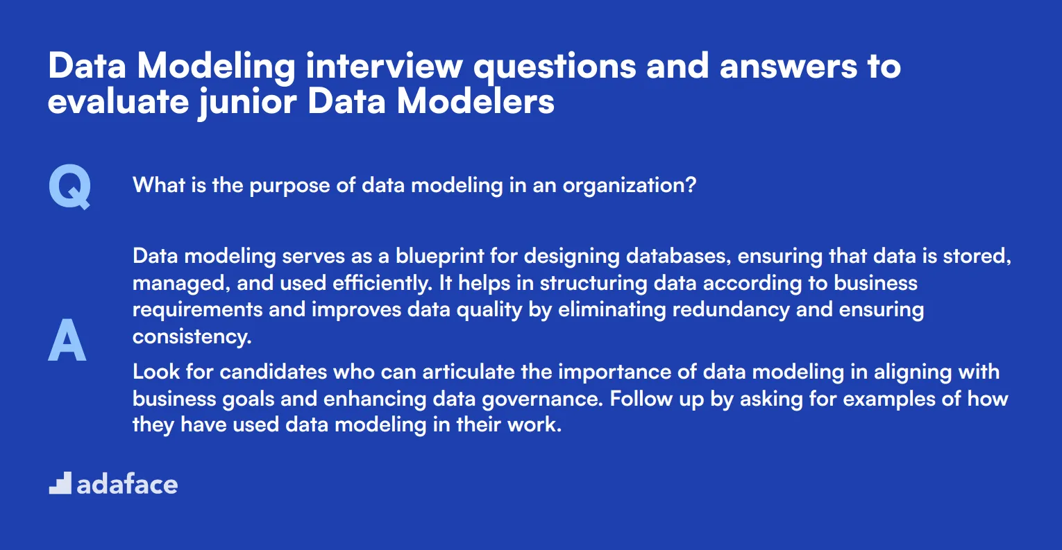 8 Data Modeling interview questions and answers to evaluate junior Data Modelers