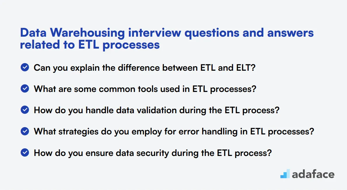 7 Data Warehousing interview questions and answers related to ETL processes