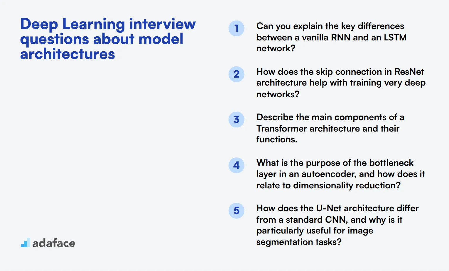 12 Deep Learning interview questions about model architectures