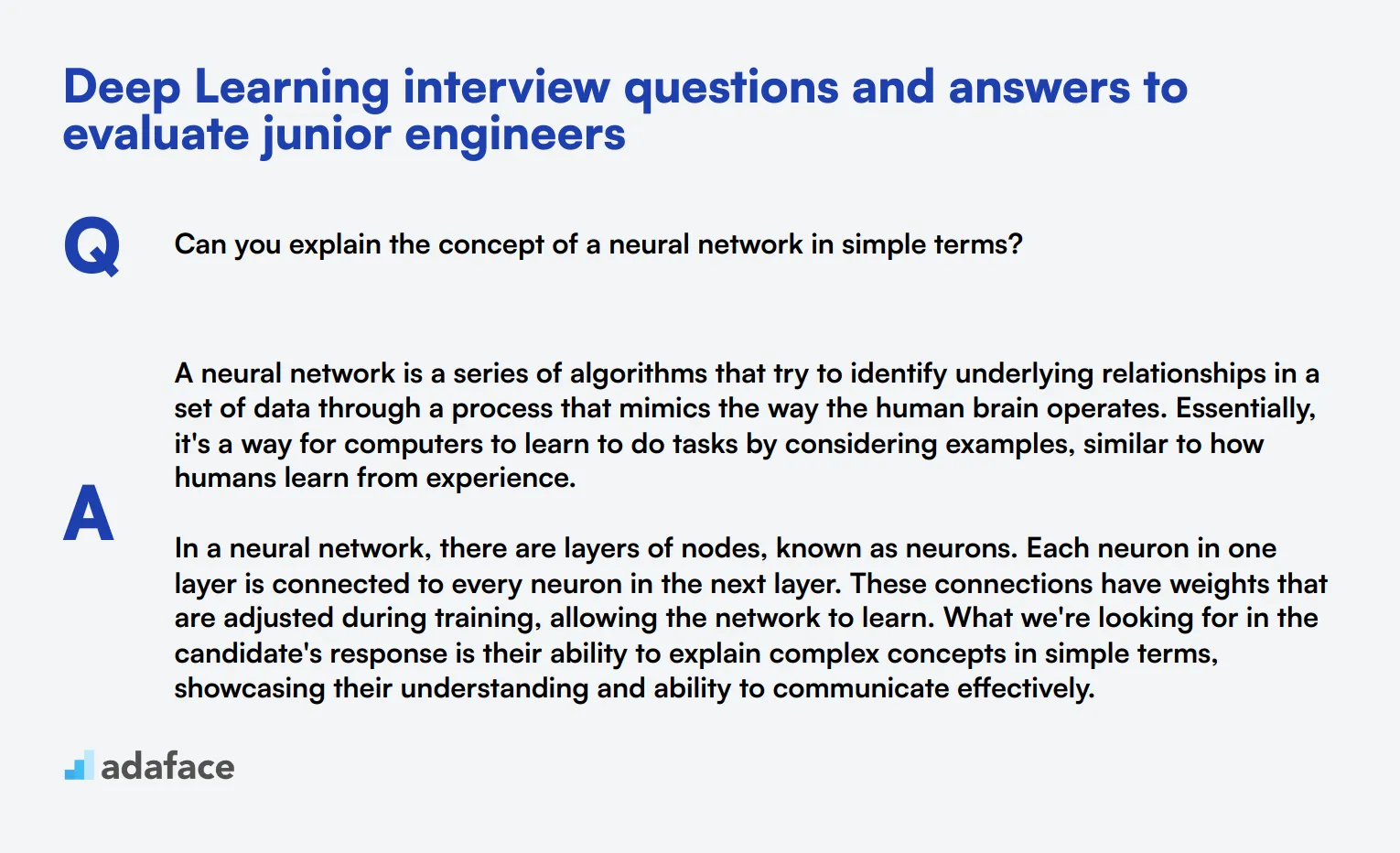 7 Deep Learning interview questions and answers to evaluate junior engineers