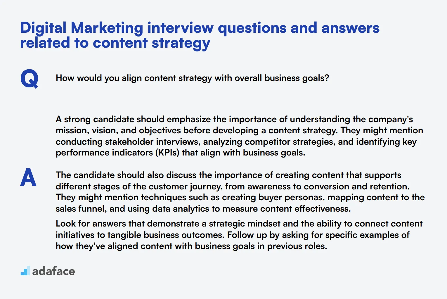 8 Digital Marketing interview questions and answers related to content strategy