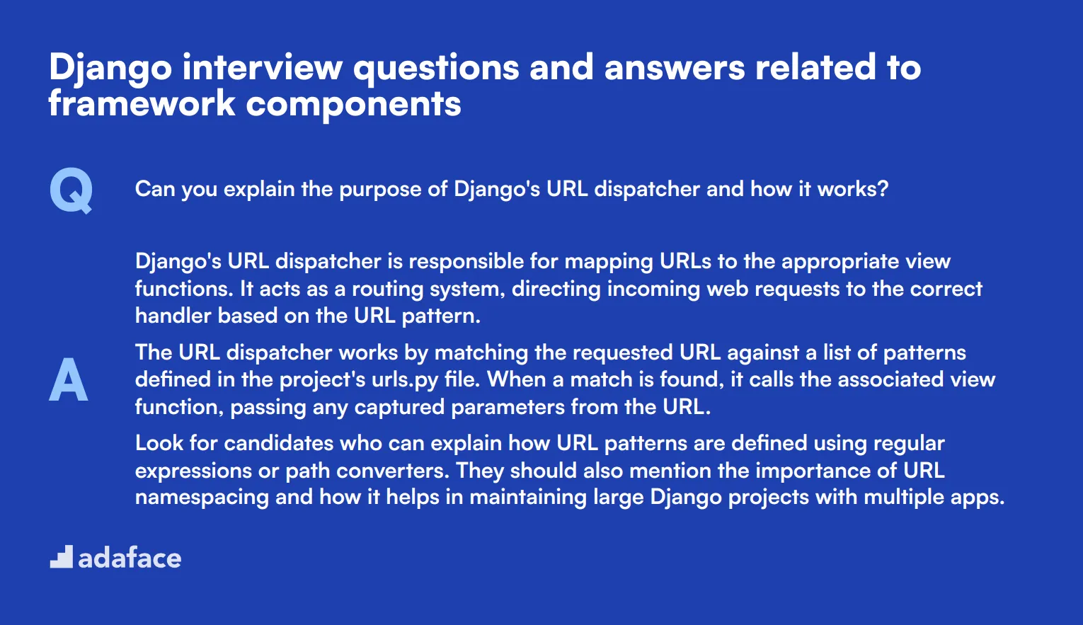 8 Django interview questions and answers related to framework components