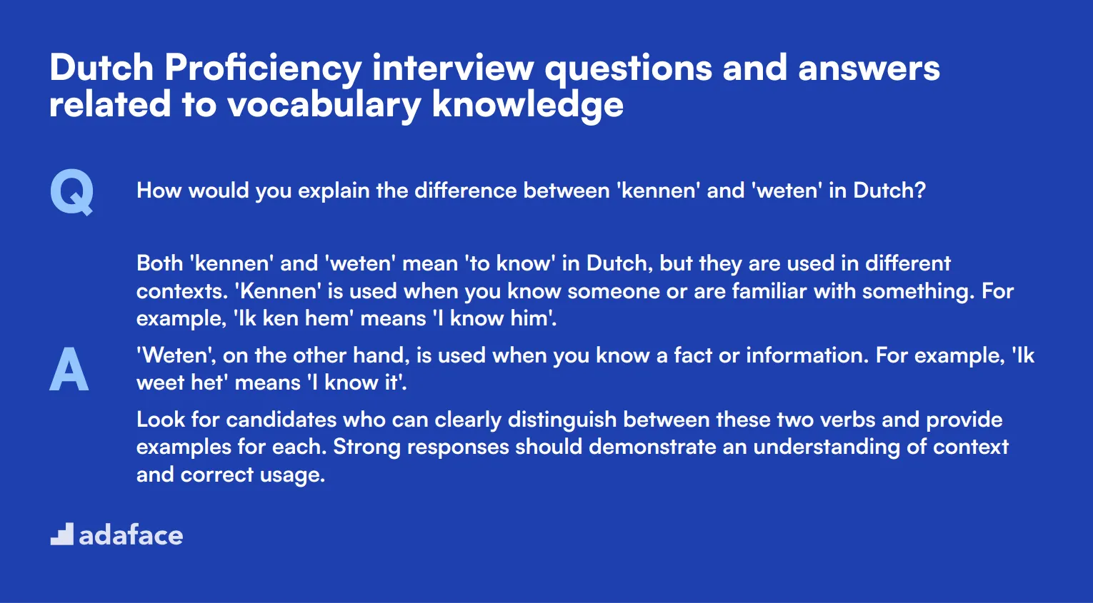 9 Dutch Proficiency interview questions and answers related to vocabulary knowledge