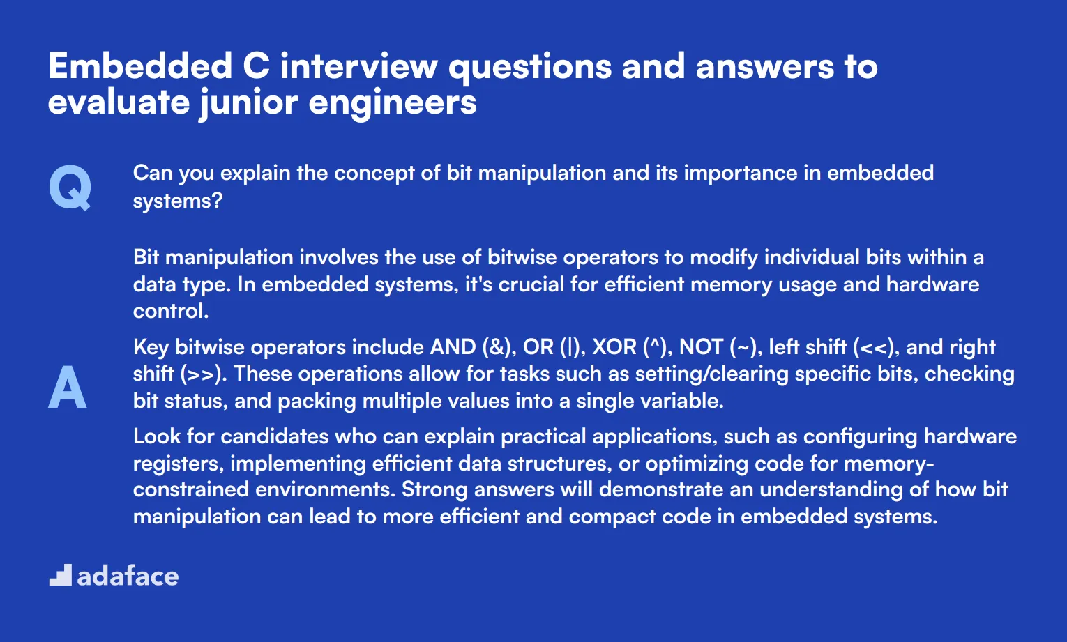 8 Embedded C interview questions and answers to evaluate junior engineers