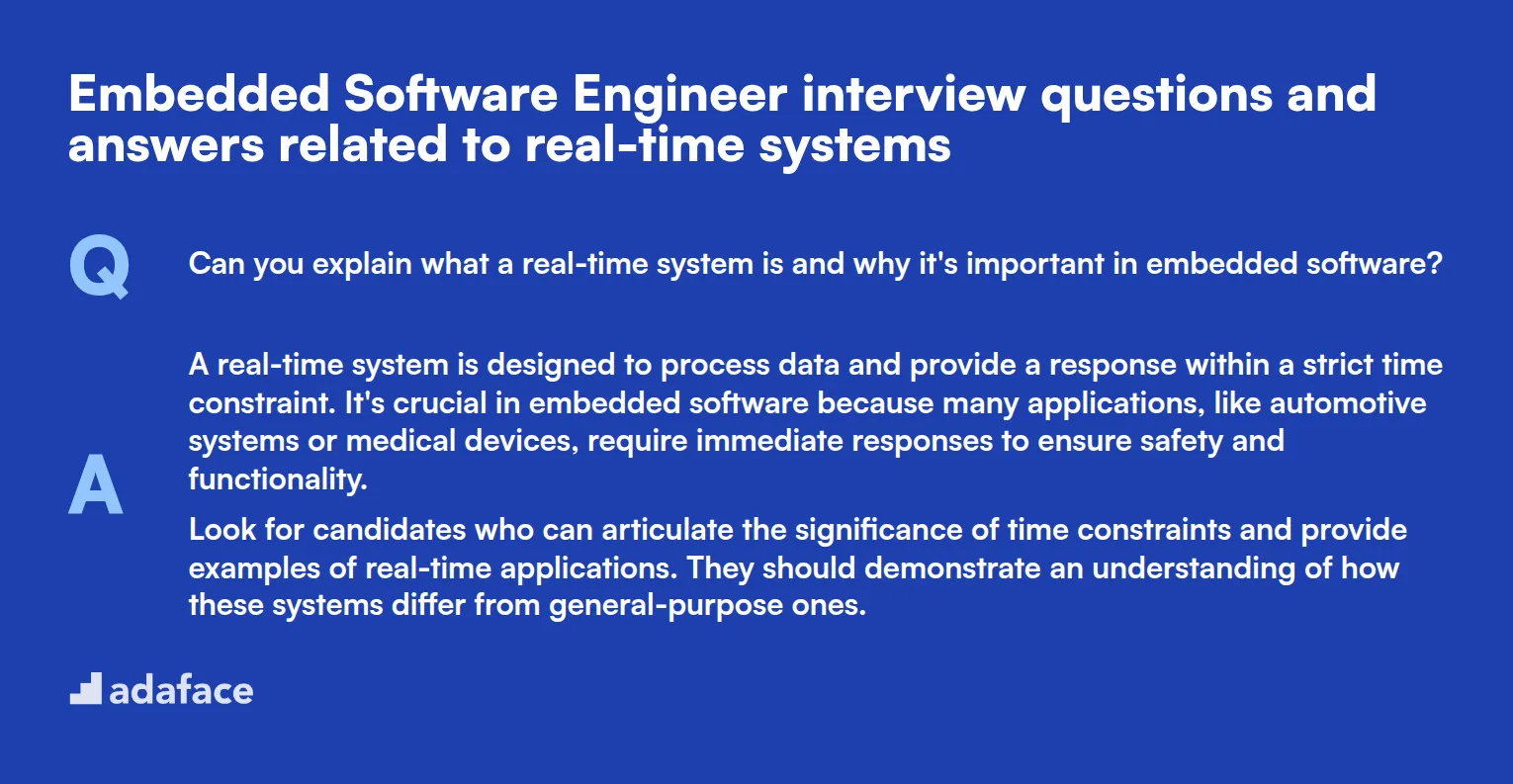 7 Embedded Software Engineer interview questions and answers related to real-time systems