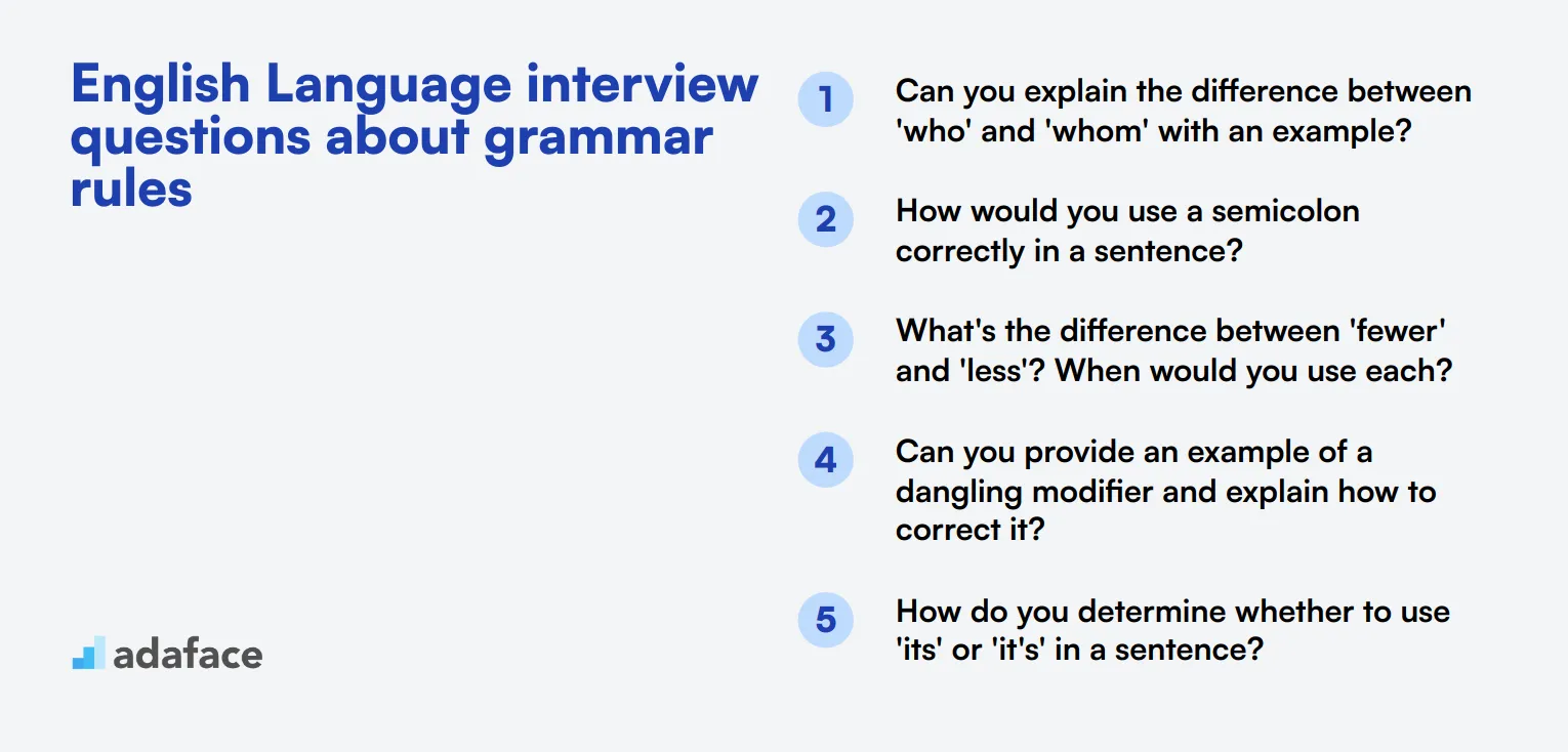 12 English Language interview questions about grammar rules