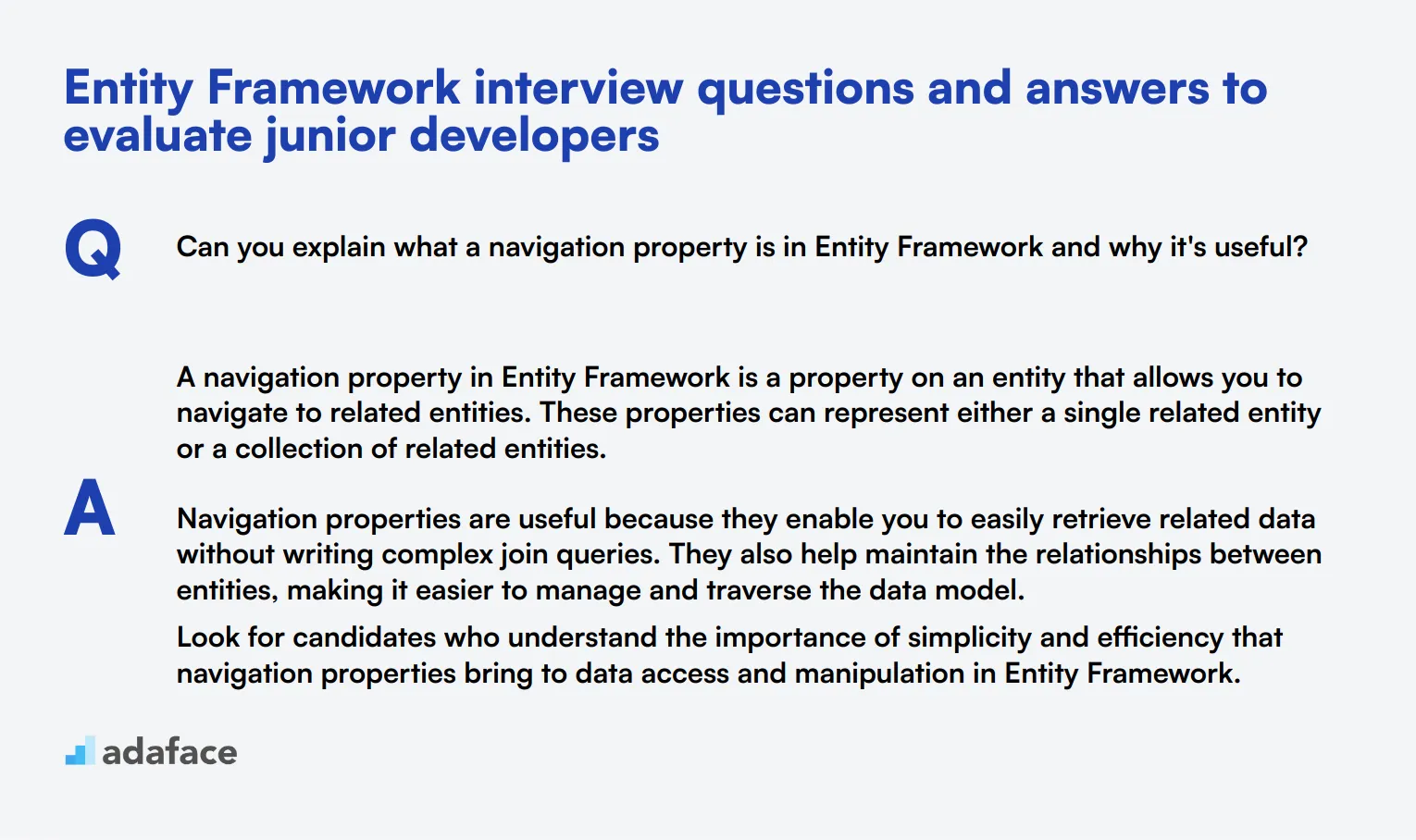 8 Entity Framework interview questions and answers to evaluate junior developers