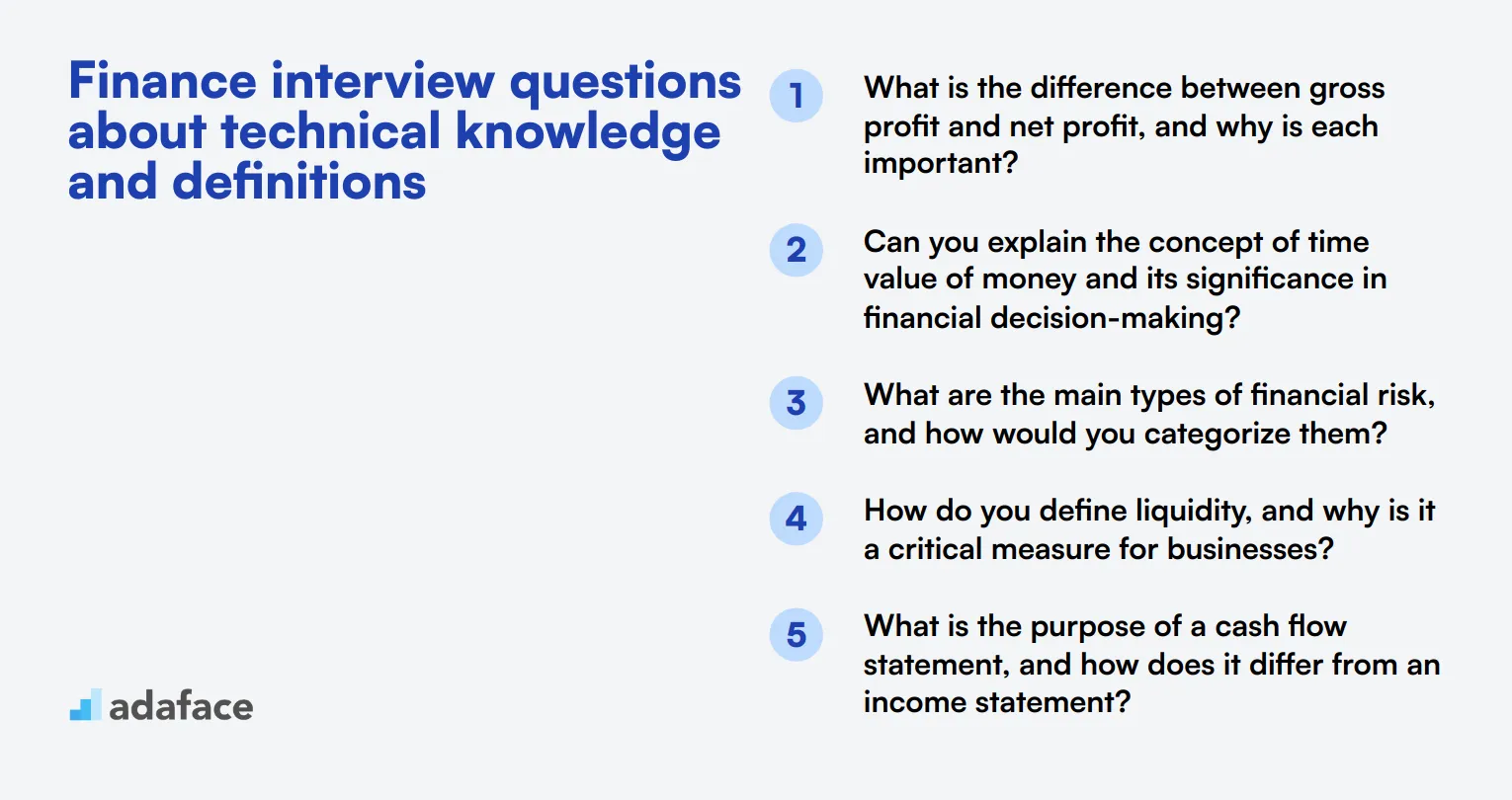 12 Finance interview questions about technical knowledge and definitions