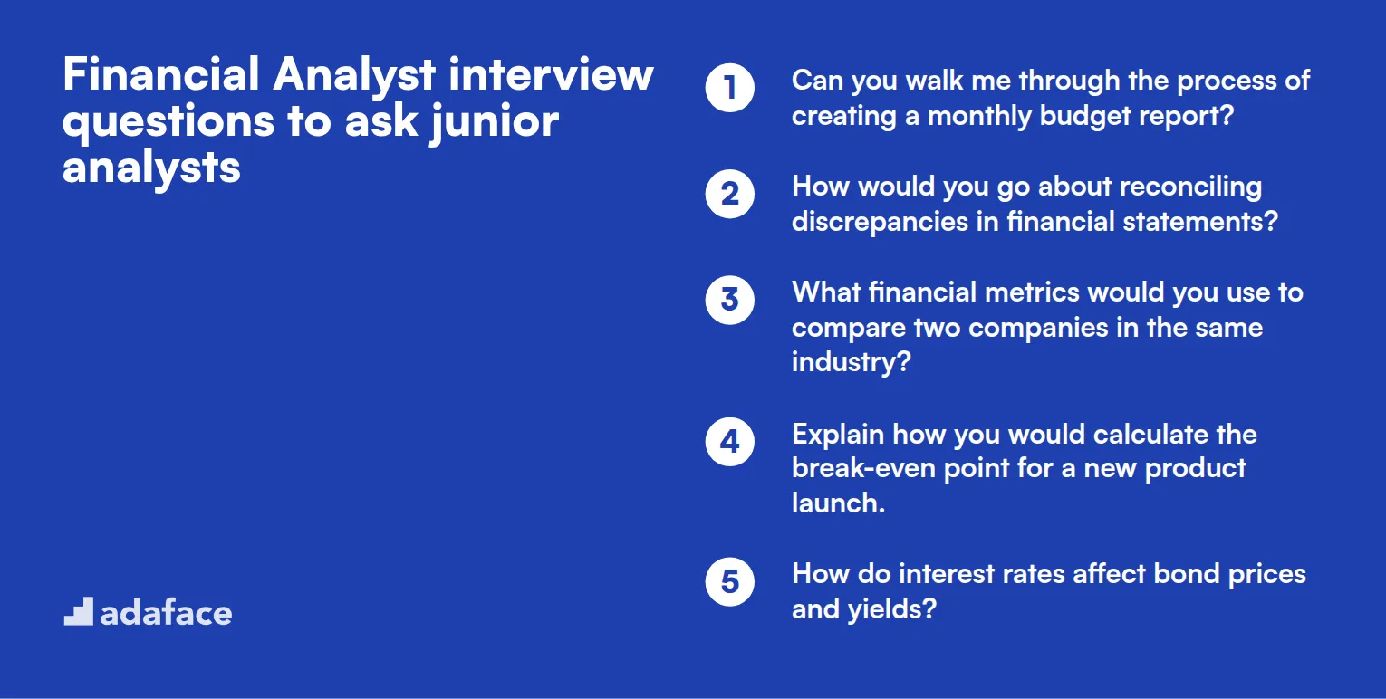 20 Financial Analyst interview questions to ask junior analysts