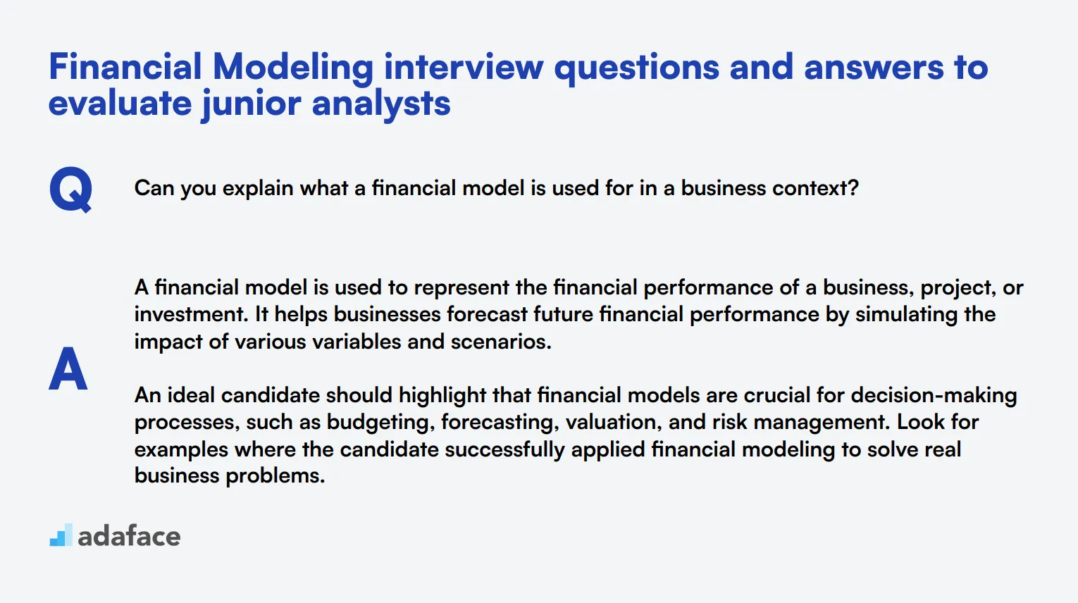 8 Financial Modeling interview questions and answers to evaluate junior analysts