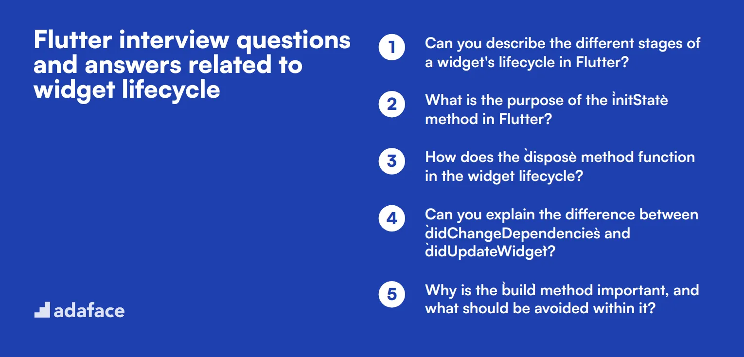 9 Flutter interview questions and answers related to widget lifecycle