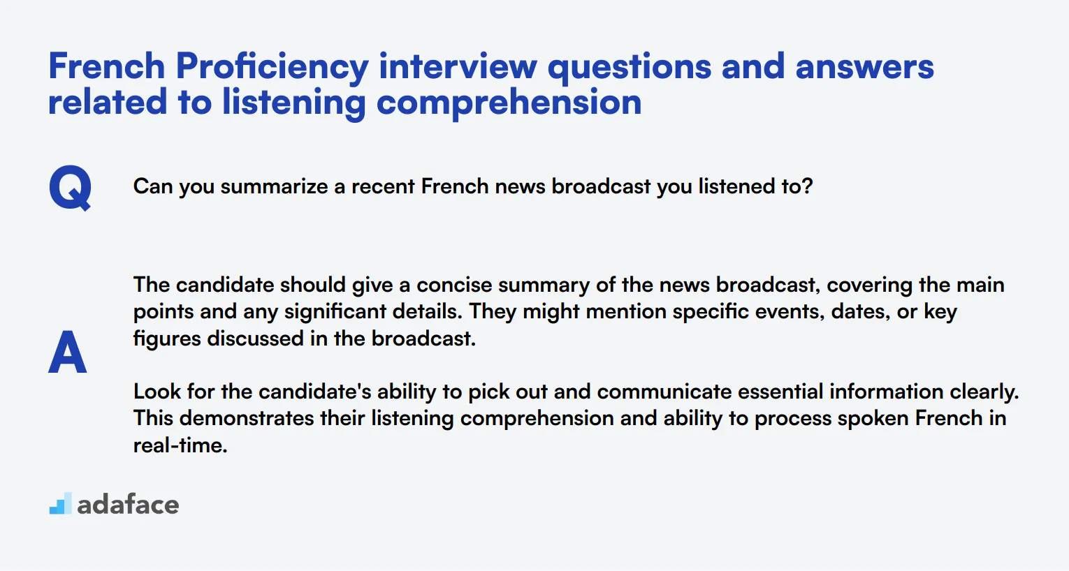 7 French Proficiency interview questions and answers related to listening comprehension