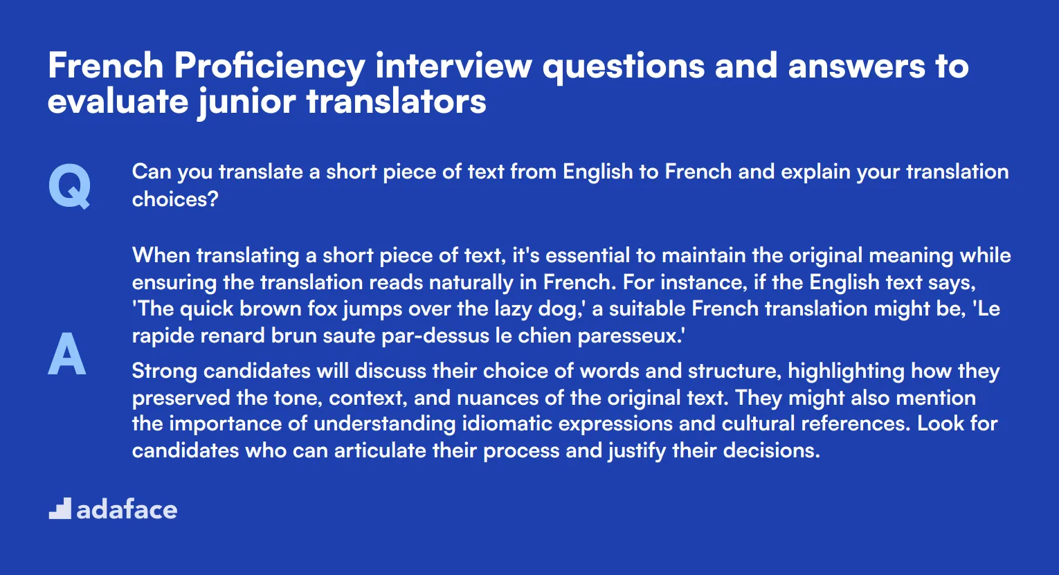 8 French Proficiency interview questions and answers to evaluate junior translators