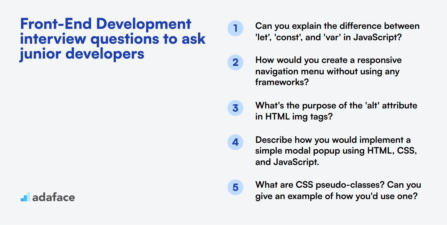 20 Front-End Development interview questions to ask junior developers