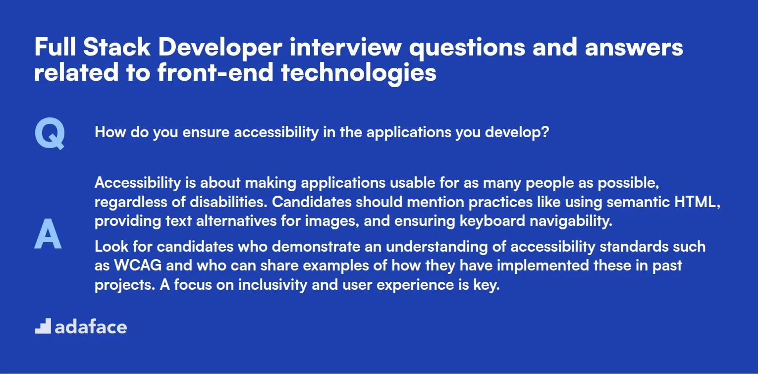 7 Full Stack Developer interview questions and answers related to front-end technologies