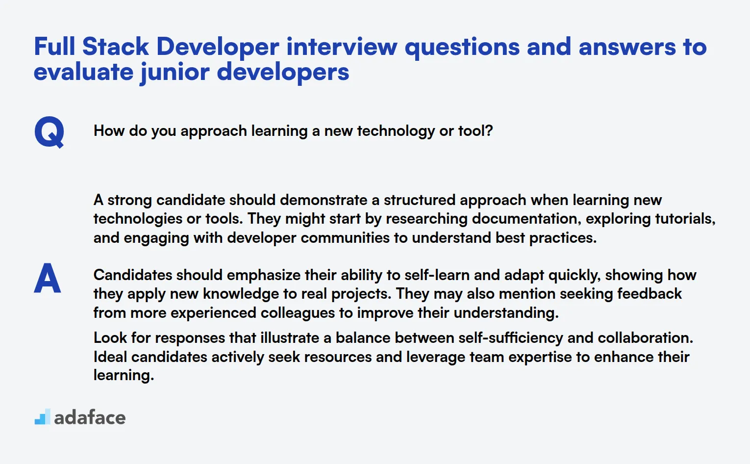 8 Full Stack Developer interview questions and answers to evaluate junior developers