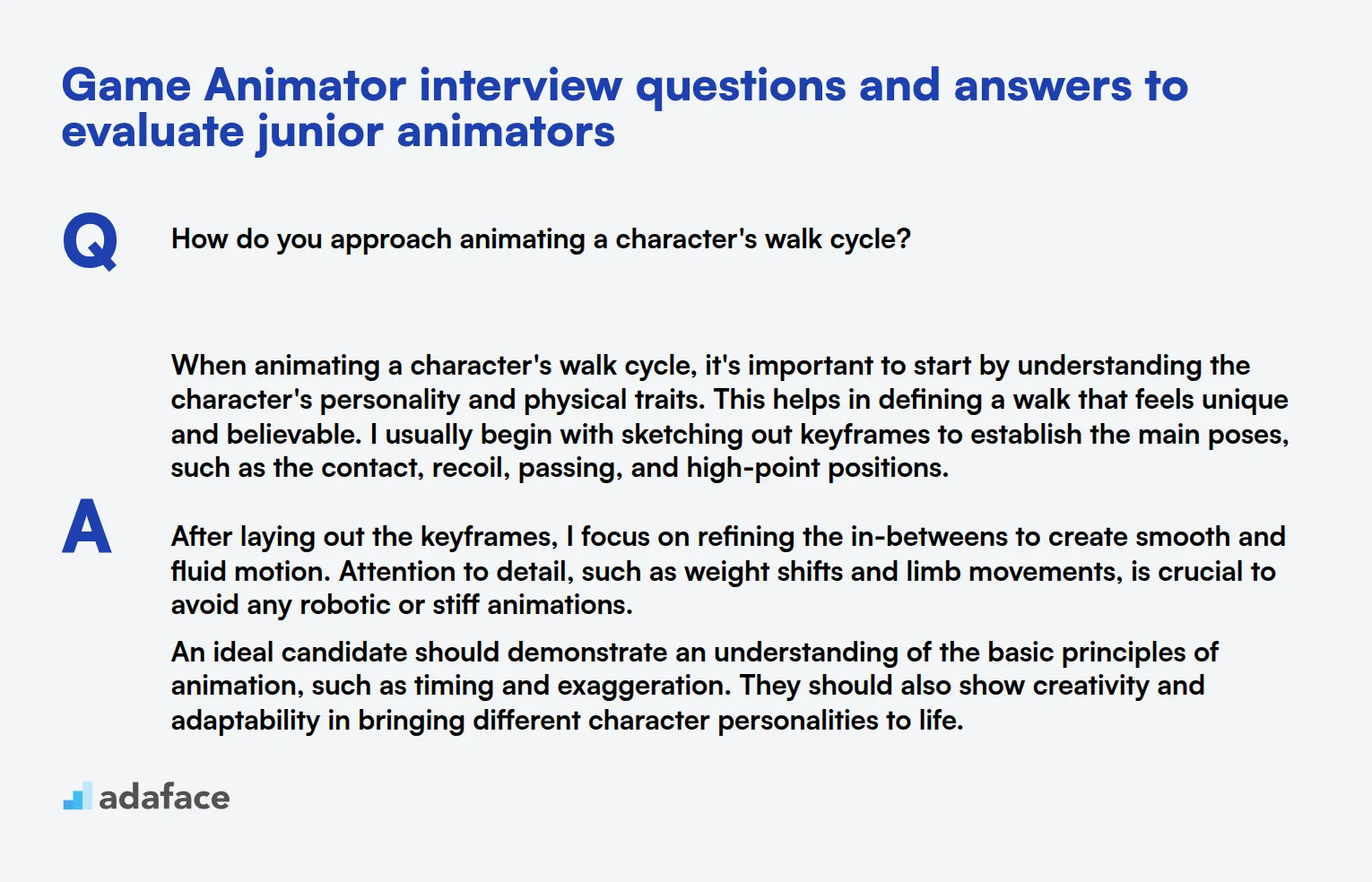 8 Game Animator interview questions and answers to evaluate junior animators