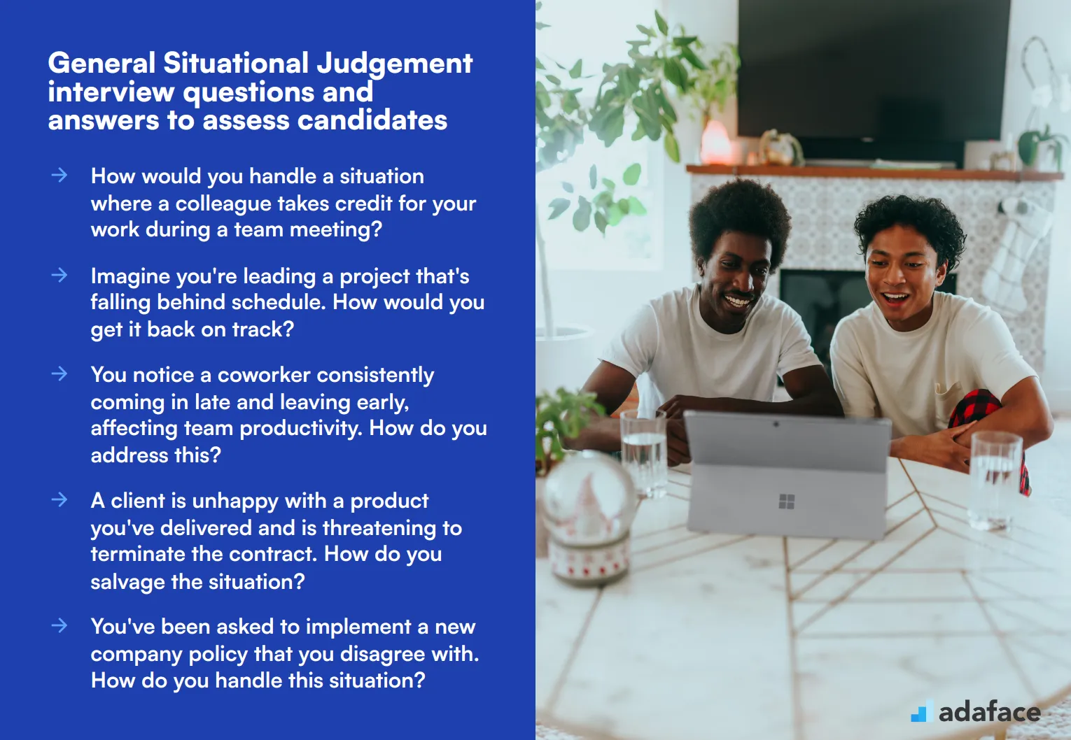 6 general Situational Judgement interview questions and answers to assess candidates