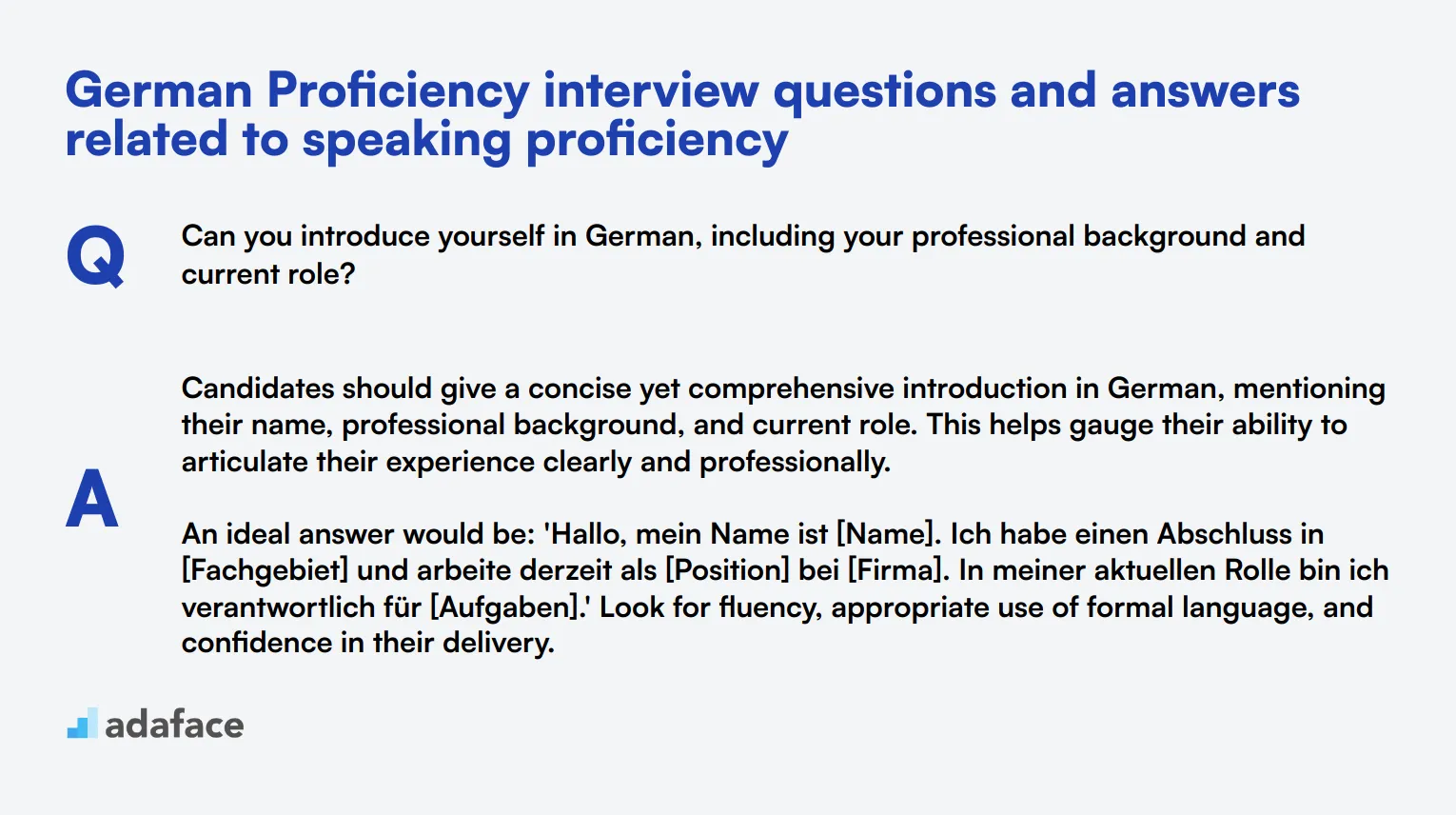 7 German Proficiency interview questions and answers related to speaking proficiency