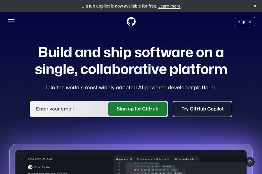 GitHub screenshot