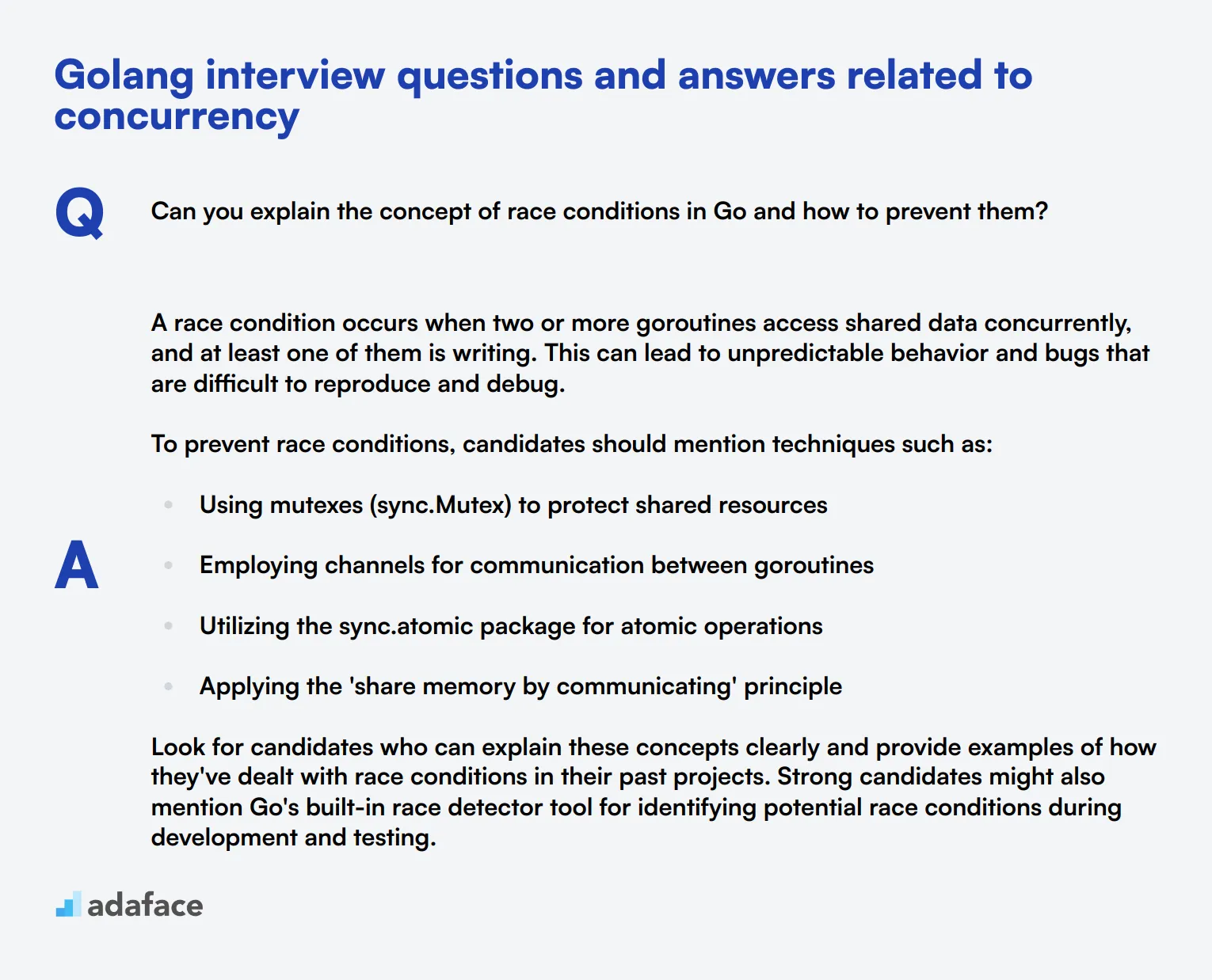 7 Golang interview questions and answers related to concurrency