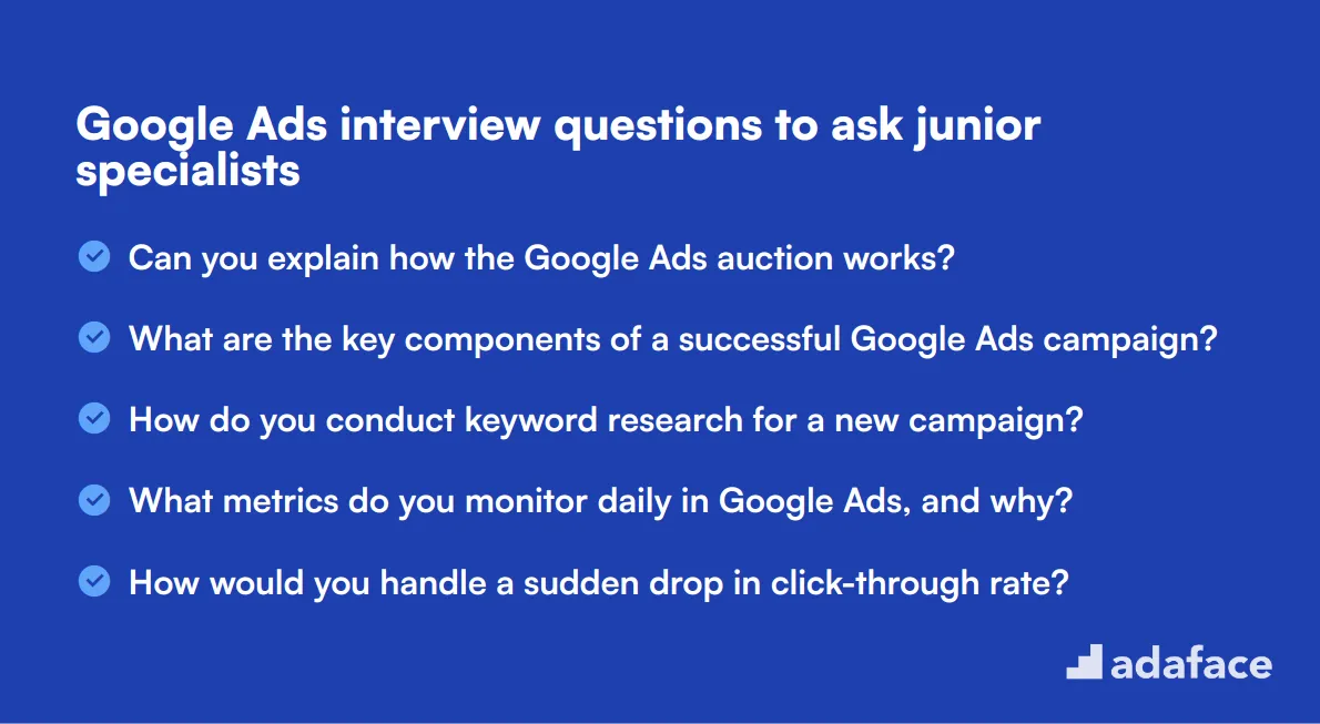 20 Google Ads interview questions to ask junior specialists