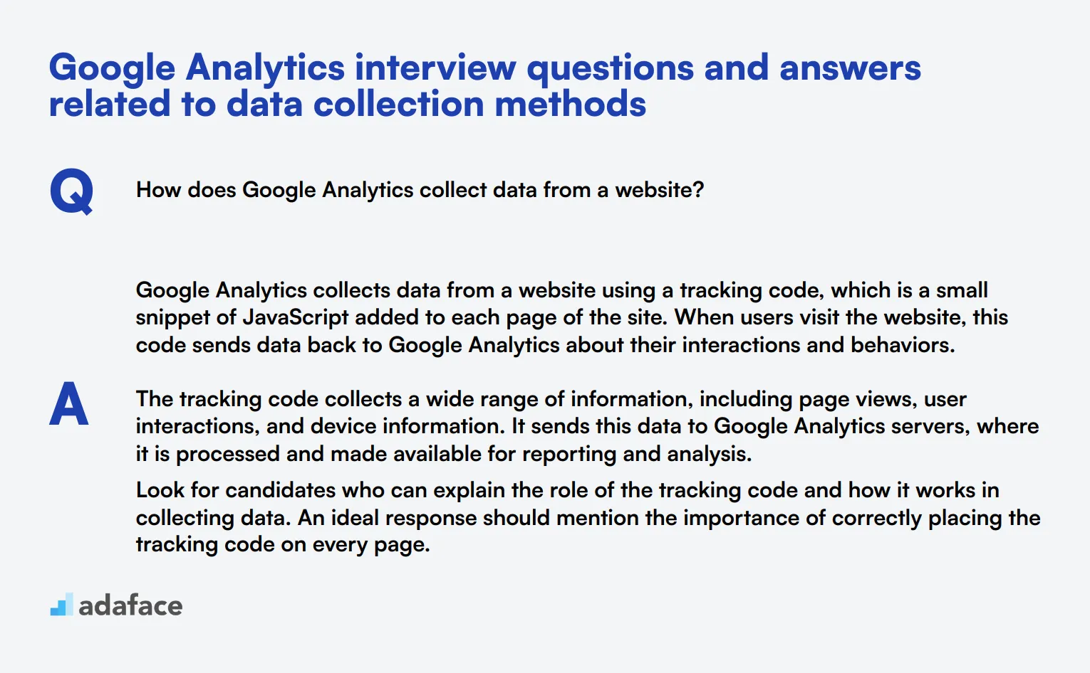 9 Google Analytics interview questions and answers related to data collection methods