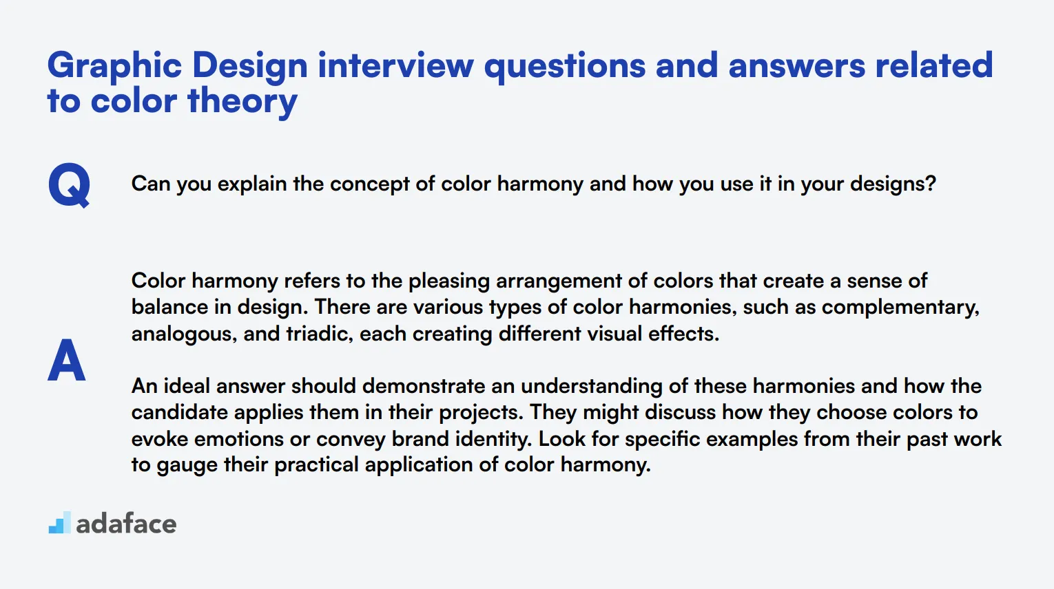 8 Graphic Design interview questions and answers related to color theory