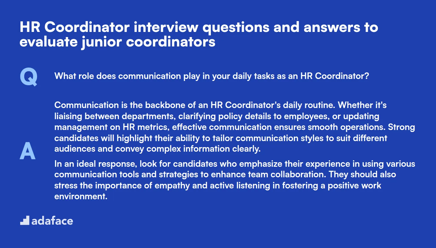 8 preguntas y respuestas para entrevistas de Coordinadores de RRHH para evaluar a coordinadores junior