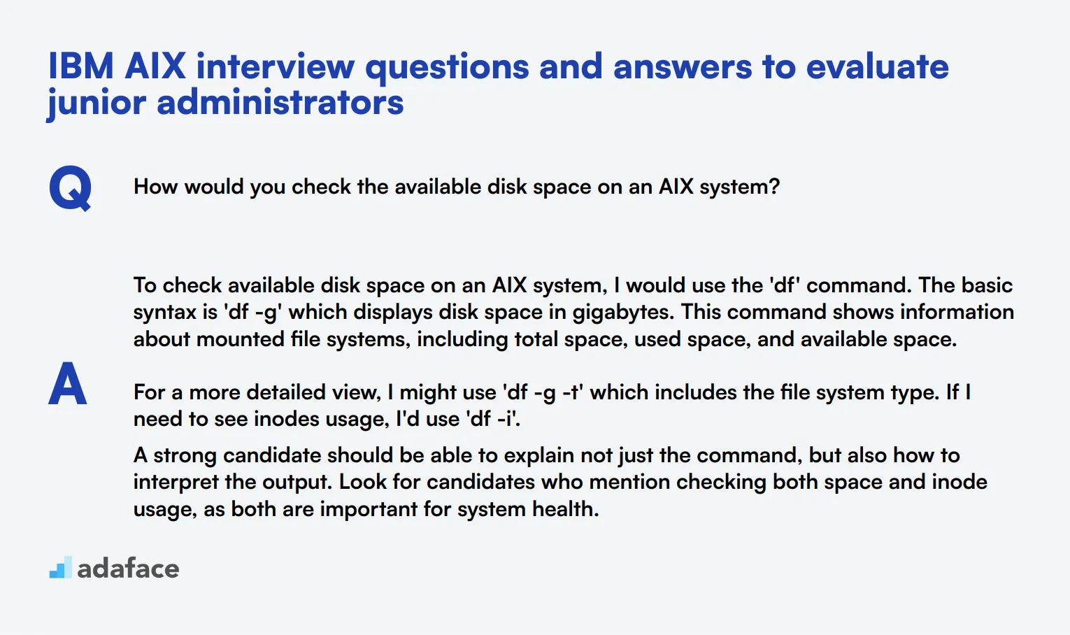 6 IBM AIX interview questions and answers to evaluate junior administrators