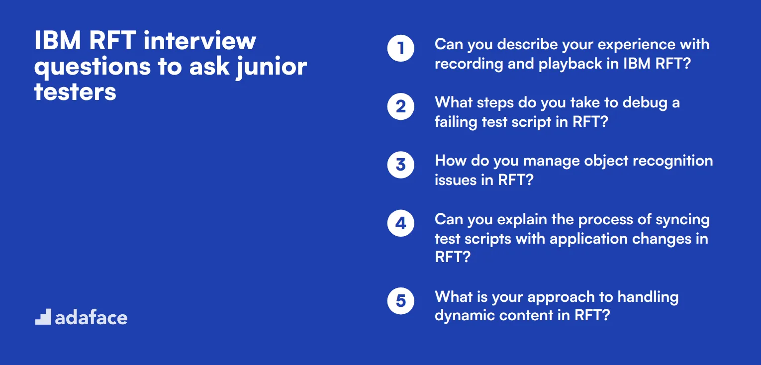 20 IBM RFT interview questions to ask junior testers