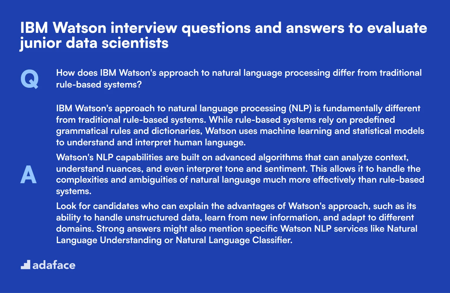 8 IBM Watson interview questions and answers to evaluate junior data scientists