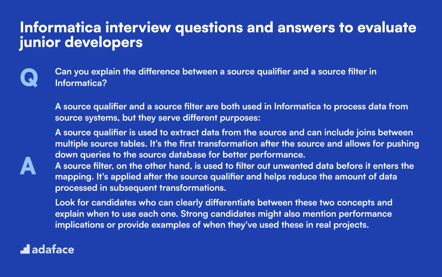 6 Informatica interview questions and answers to evaluate junior developers