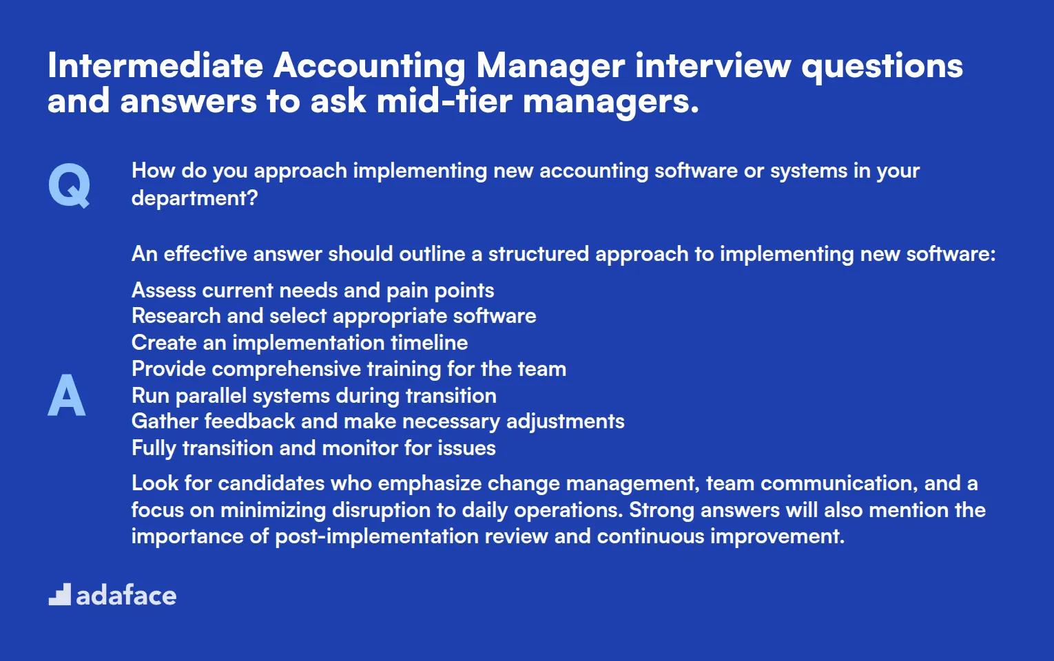 10 intermediate Accounting Manager interview questions and answers to ask mid-tier managers.